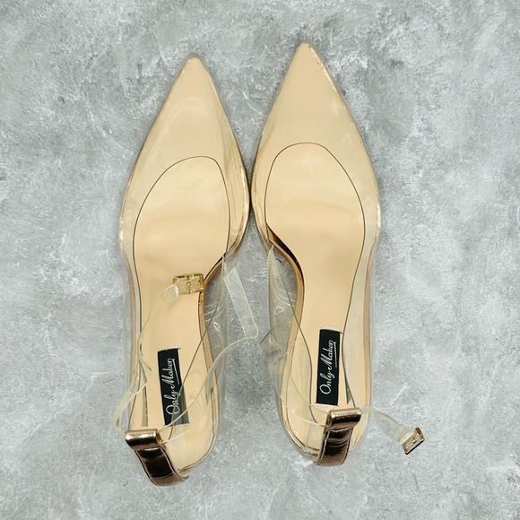 Only Maker Clear Rose Gold Strap Point Toe Pump Heels Size EU 45 - Picture 4 of 11